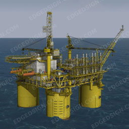 High-resolution image of the offshore oil platform 3D model