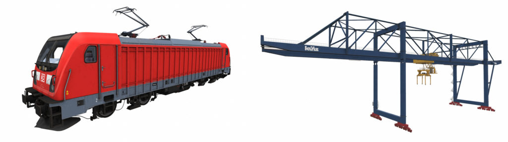 TRAXX train and RMG crane