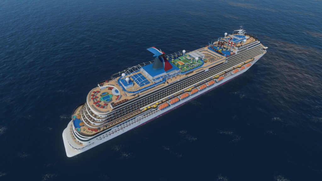 Cruise ship 3D model bird view