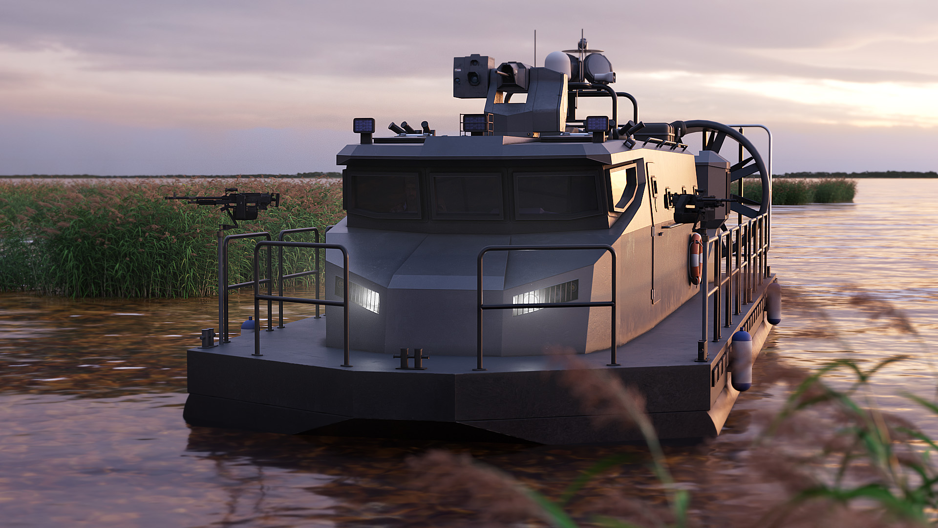 Military boat 3D visualization